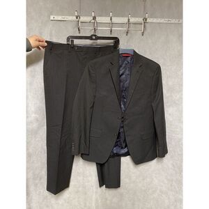 Chaps Suit Men 40R Gray Striped 2B Slim Career 36X 31.5 Pant Ralph Lauren Luxury